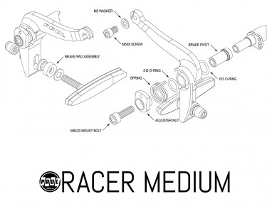 Racer Medium Rennrad-Bremse - silber poliert