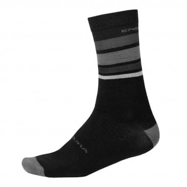 BaaBaa Merino Streifen Socken - Mattschwarz