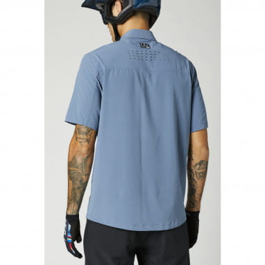 Flexair - Geweven Shirt met Korte Mouwen - Licht Blauw