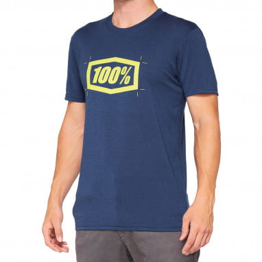 Cropped Tech Tee - Functional T-Shirt - Navy - Blue/Yellow