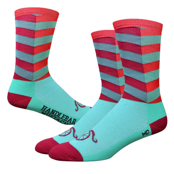 Aireator Socken - Handlebar Mustache - Türkis/Rot