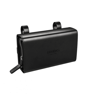 D-Shape Leather Saddle Bag - black