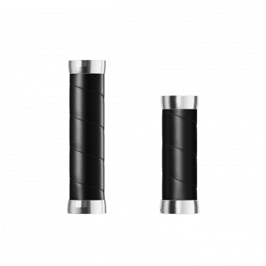 Slender genuine leather handlebar grips for twist shifters - 100/130mm - black