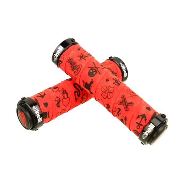 Grips Lock-On 129mm - Conçu par Mike Giant - rouge