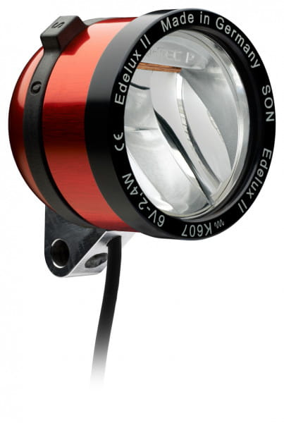 Edelux II LED headlight for hub dynamos- red anodized