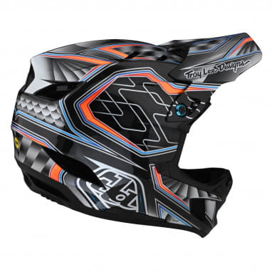 D4 Carbon - Fullface Helm - Low Rider Gray - Schwarz/Grau/Blau/Rot