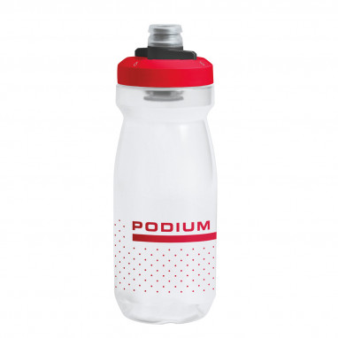 Bottiglia per bere Podium 620 ml - Trasparente / Rosso
