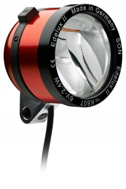 Edelux II LED koplamp voor naafdynamo's - rood geanodiseerd
