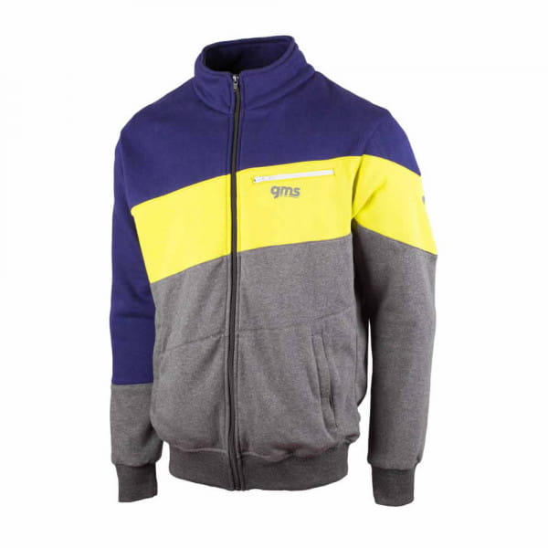 Sweat jacket LEO - dark blue-fluo yellow-gray