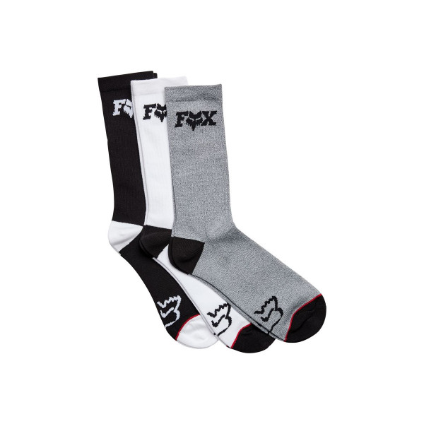 Fox Head Crew - Socks 3 Pack - Black/Grey/White