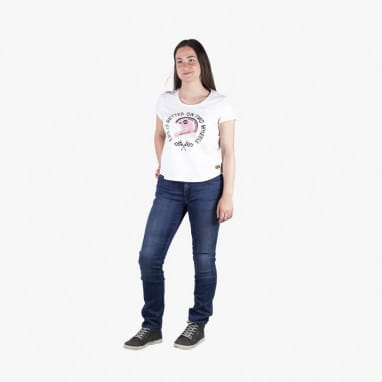 Damen T-Shirt On Two Wheels - weiss-pink