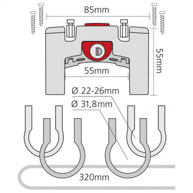 KLICKfix Lenkeradapter universal mit Schloss - 22-31,8 mm