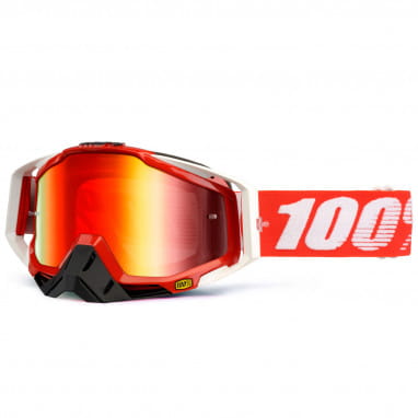 Racecraft Premium MX Goggles - Fire Red - Mirrored