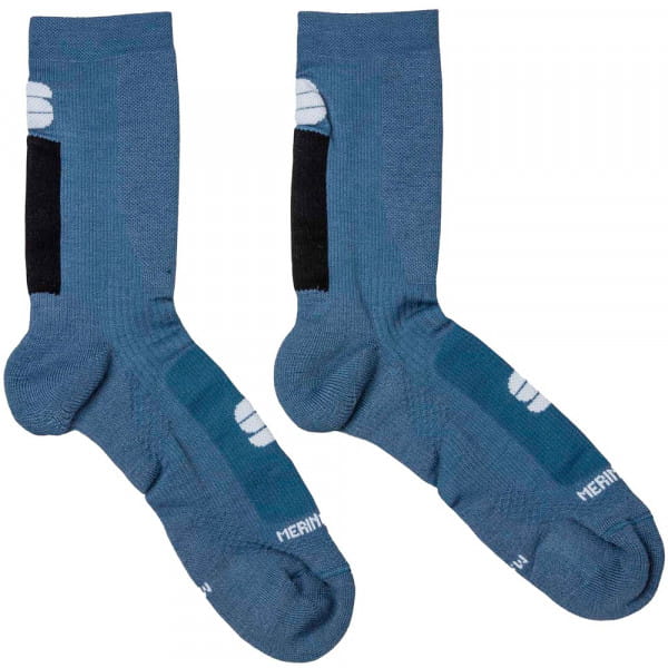 Merino Wool 18 Socks - Blue Sea Black