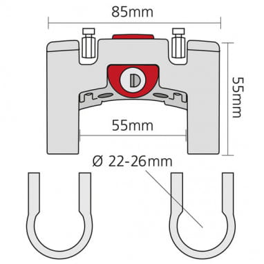 KLICKfix Lenker Adapter mit Schloss - 22-26 mm