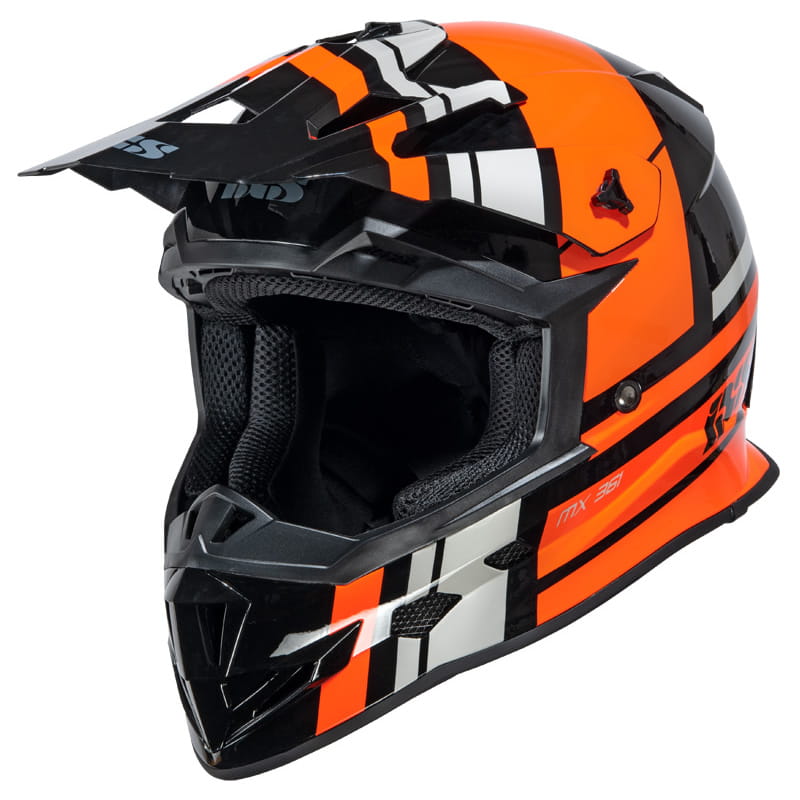 Orange and black 2025 dirt bike helmet