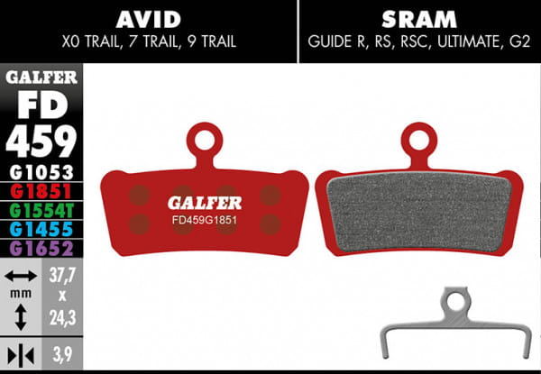 Advanced brake pad - Avid X0 Trail, 7 Trail, 9 Trail, SRAM Guide all models