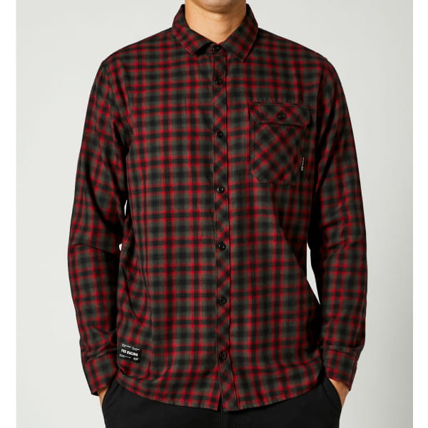 Reeves Woven - Geweven Shirt met Lange Mouwen - Zwart/Rood