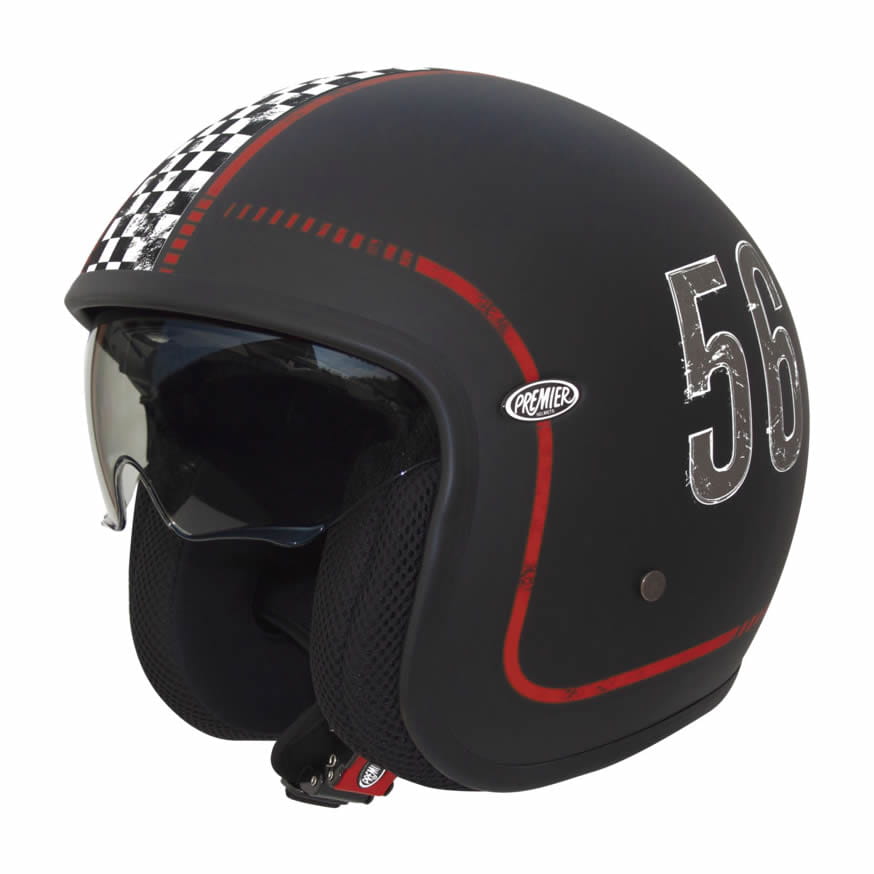 Jethelm Vintage FL 9BM - schwarz-weiss-rot | Jet helmets motorcycle ...