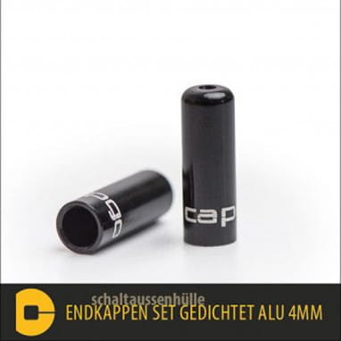 10 Verzegelde Eindkappen 4mm voor Schakelaar Deksel OL - Zwart