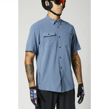 Flexair - Geweven Shirt met Korte Mouwen - Licht Blauw