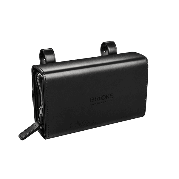 D-Shape Leather Saddle Bag - black