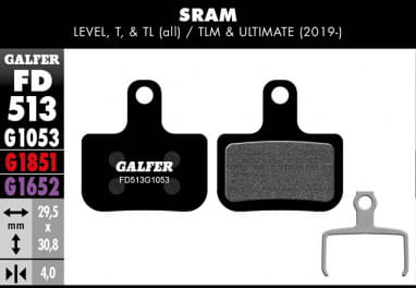 Standard brake pads for Sram Level - Black