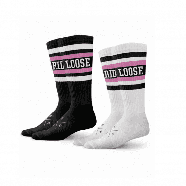 Pack de 2 chaussettes en coton rose - Noir/Blanc/Rose