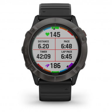 FENIX 6X Pro Solar - GPS-Armbanduhr - Schwarz/Grau
