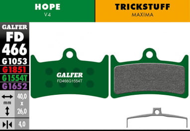 Pro Brake Pads for Hope V4/Tricksuff Maxima - Green