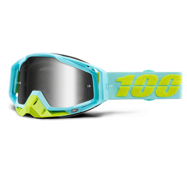 Racecraft Goggles Anti Fog Mirror Lens - Turquoise/Green