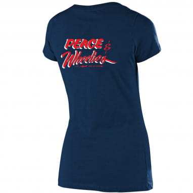 Peace & Wheelies - Dames t-shirt - Heather Navy - Blauw