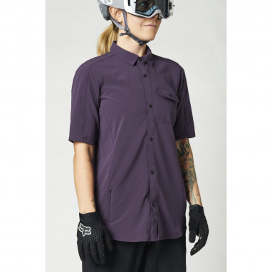 Women Flexair Woven - Gewobenes Damen Kurzarm Hemd - Dark Purple - Lila