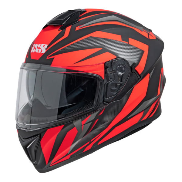 216 2.1 Motorcycle helmet - matte black-fluoro red