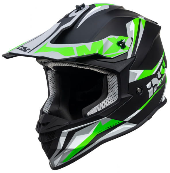 Casco de motocross iXS362 2.0 - negro mate-verde fluo