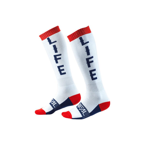 Pro MX Moto Life - Socken - Weiß/Rot/Blau