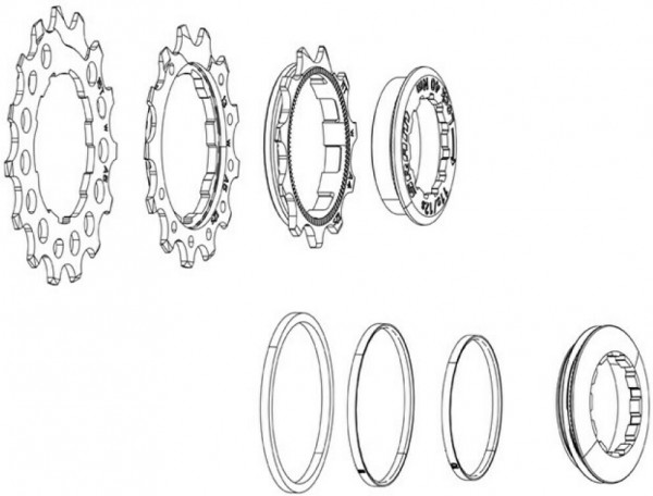 Kassettenritzel-Ring Set PG-1210/1230, 11-13-15 Zähne inkl. Lockring