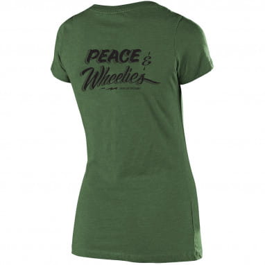Peace & Wheelies - Ladies T-Shirt - Olive Green