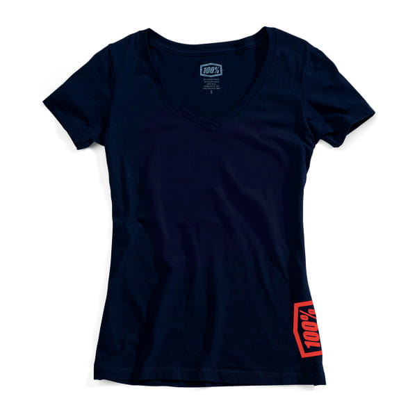 Fioki - T-shirt pour femmes - Col V - Marine - Bleu/Orange