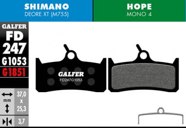 Standard brake pad - Shimano Deore XT BR-M755 / Hope Mono 4