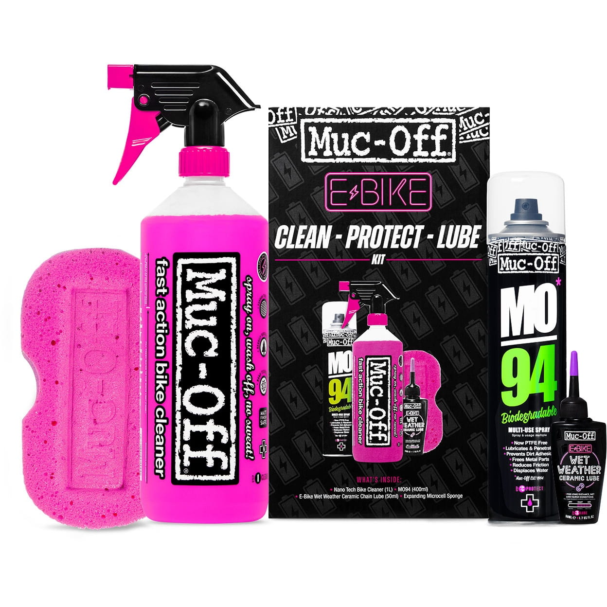 Muc Off E-Bike Clean, Protect & Lube Kit (Wet Lube Version), Bike Care