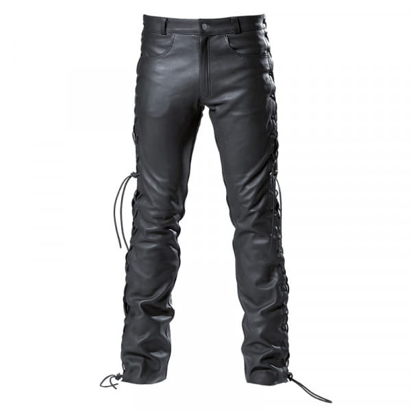 Leather lace up jeans - black