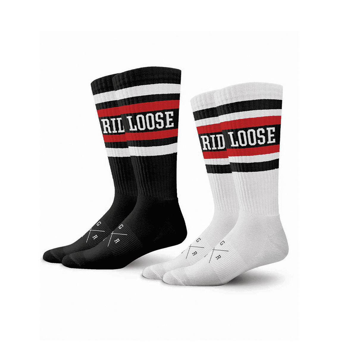 Cotton Sock Red 2 Pack - Black/White/Red