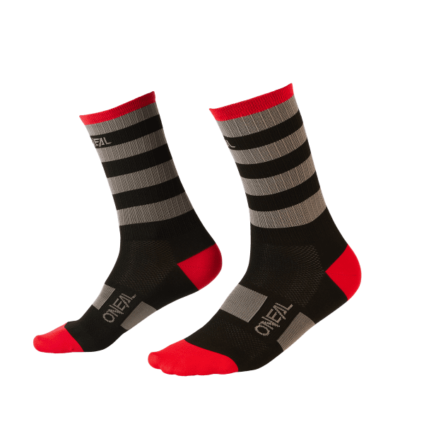 MTB Performance Sokken Stripe V.22 - Zwart/Grijs/Rood